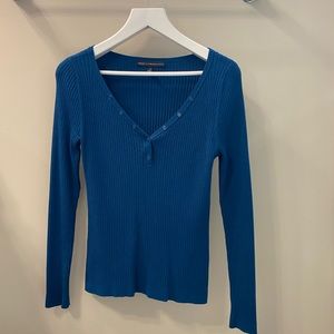 NWOT- White House Black Market dark teal Henley sweater. Like new.